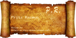 Pritz Razmus névjegykártya